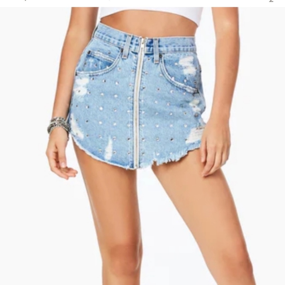 CARMAR Jean Studded Skirt